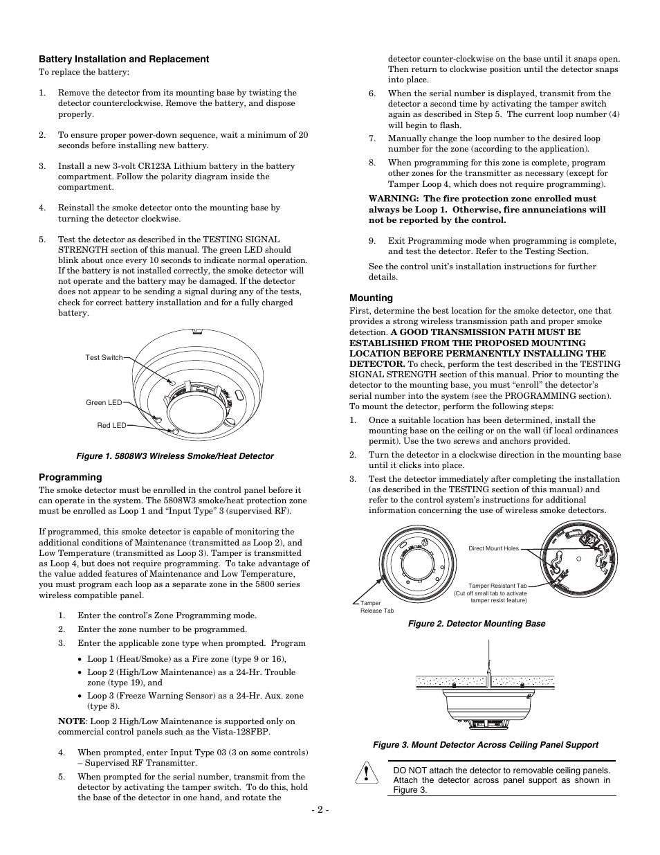 Honeywell Photoelectronic Smoke/Temperature Detector 5808W3 User Manual | Page 2 / 4