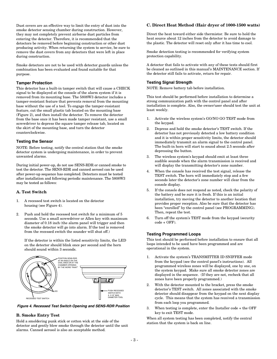 Honeywell Photoelectronic Smoke/Temperature Detector 5808W3 User Manual | Page 3 / 4