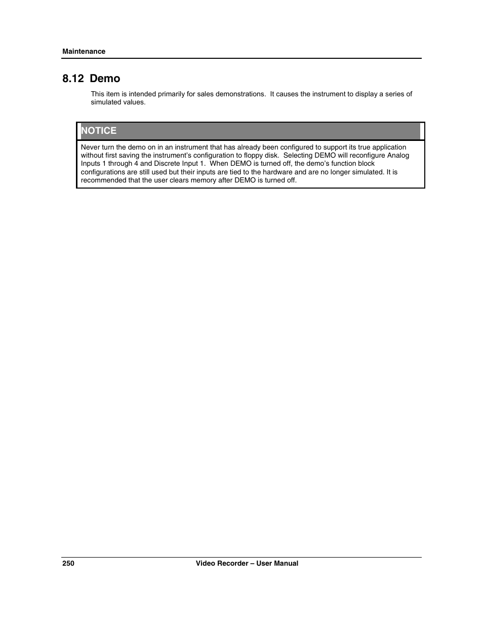 12 demo | Honeywell VRX180 User Manual | Page 264 / 294