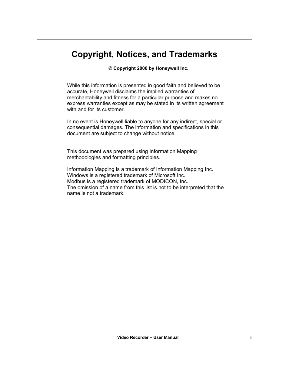 Copyright, notices, and trademarks | Honeywell VRX180 User Manual | Page 3 / 294
