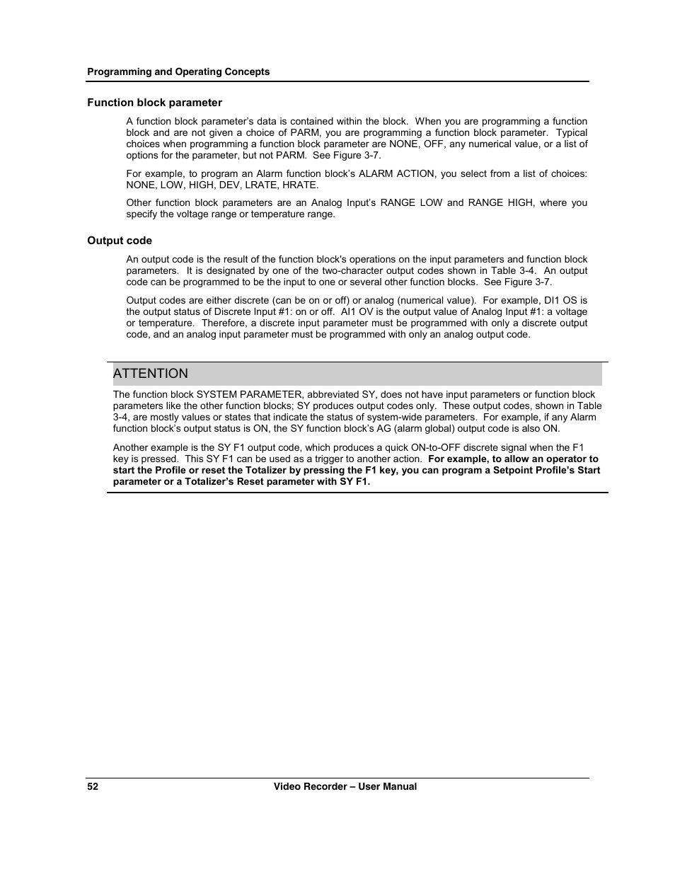 Attention | Honeywell VRX180 User Manual | Page 66 / 294