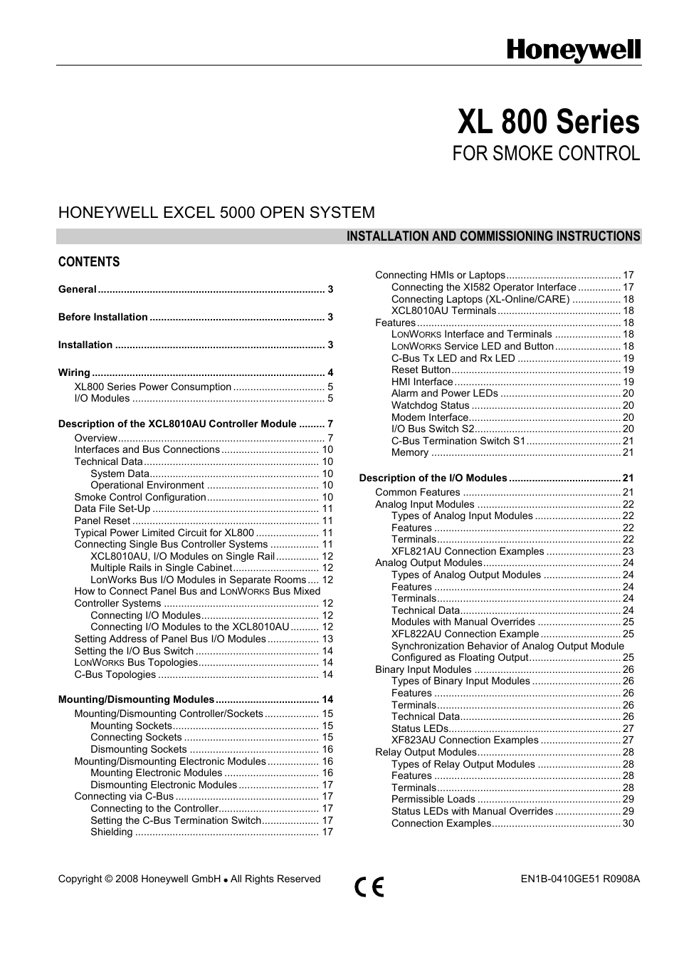 Honeywell XL 800 SERIES User Manual | 36 pages