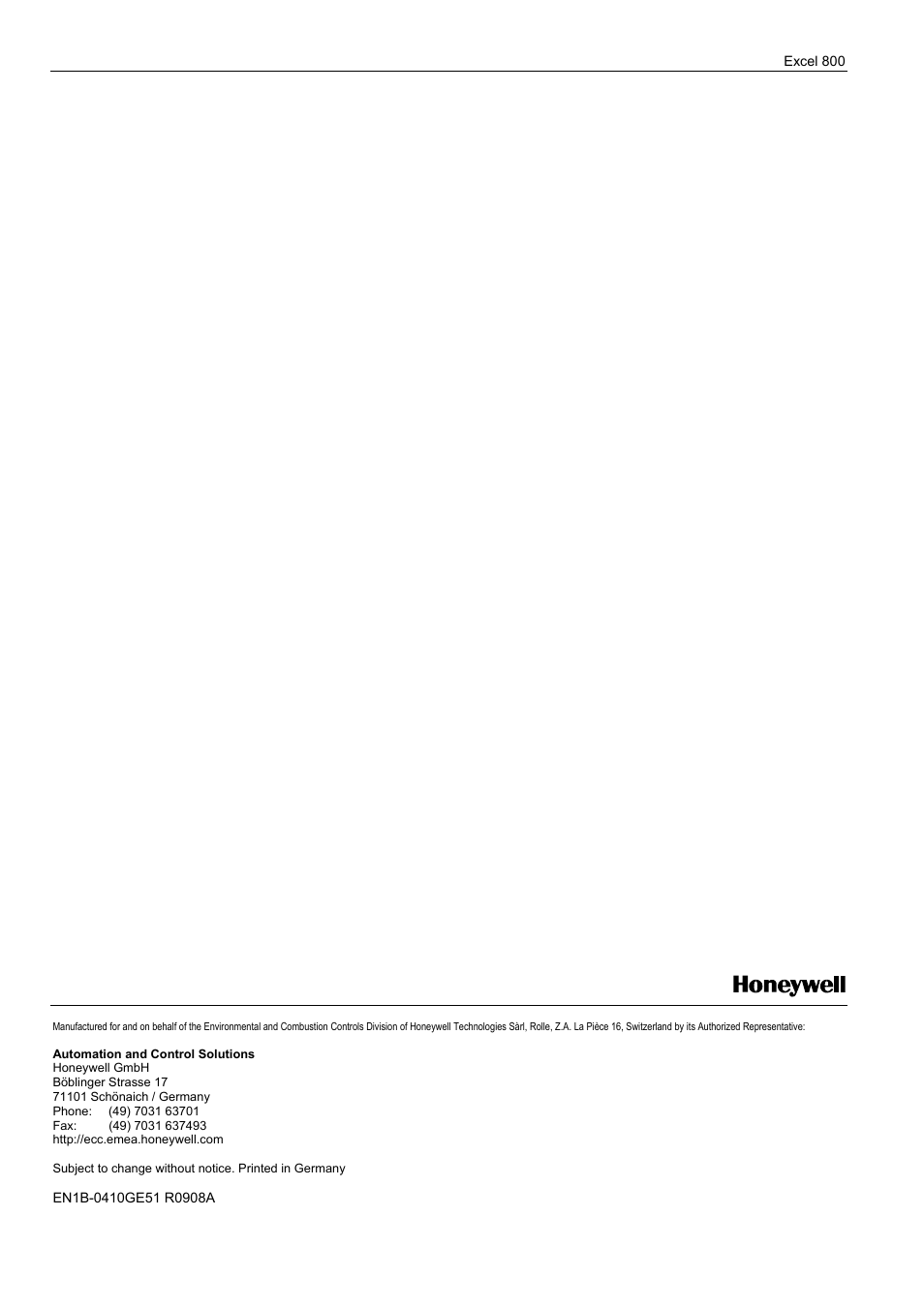 Honeywell XL 800 SERIES User Manual | Page 36 / 36