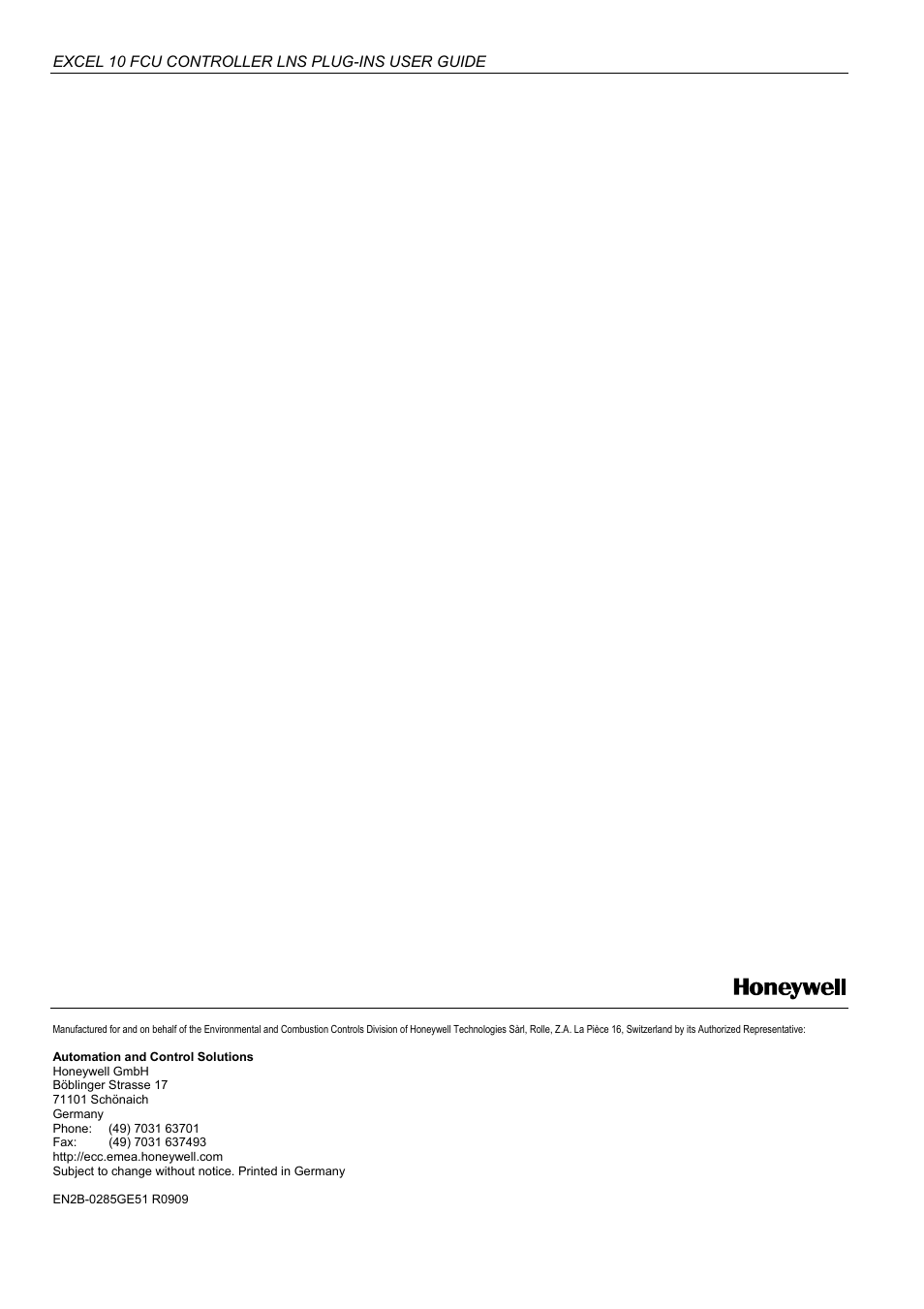 Honeywell EXCEL 10 W7752D User Manual | Page 68 / 68