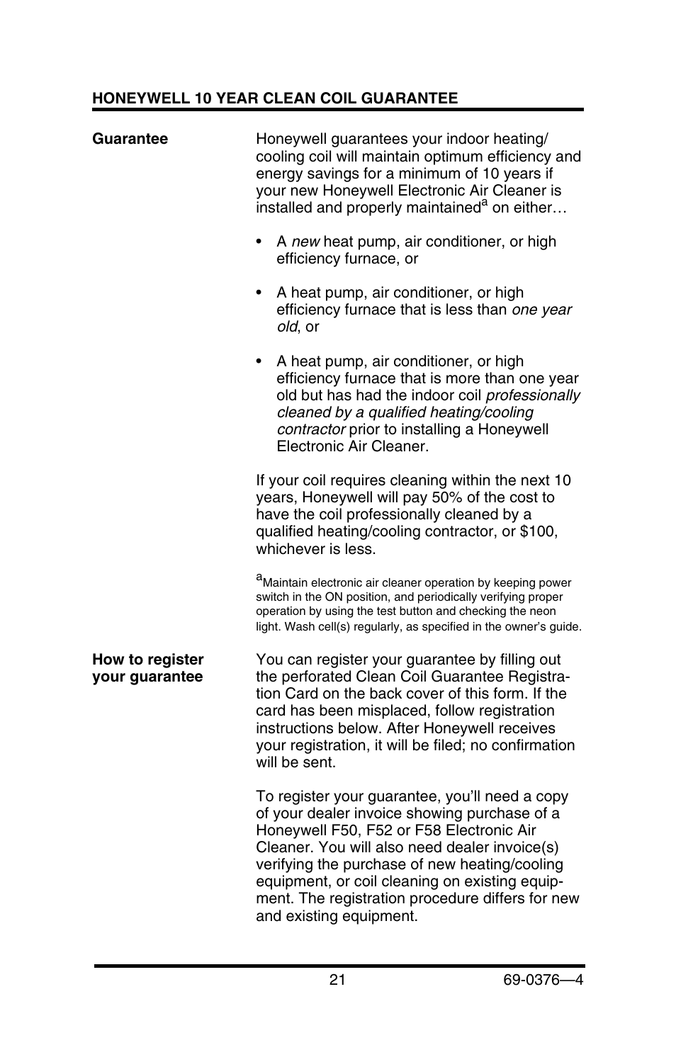Honeywell F50E User Manual | Page 23 / 30