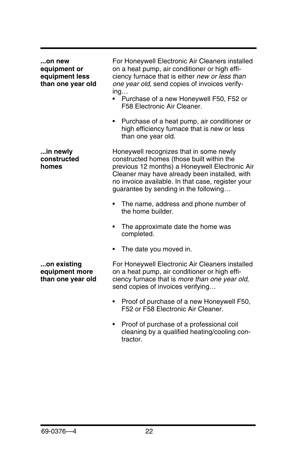 Honeywell F50E User Manual | Page 24 / 30