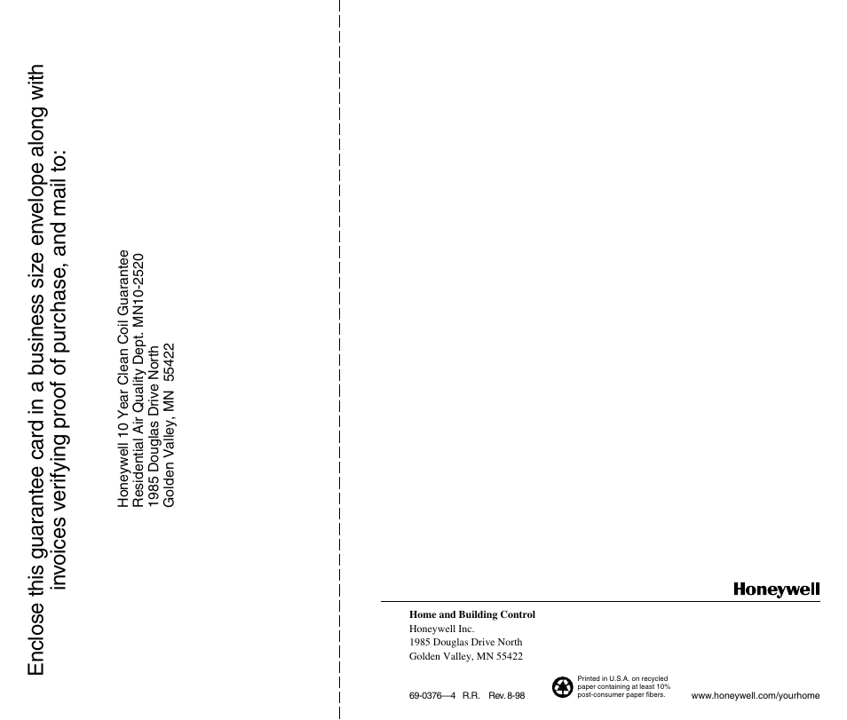 Honeywell F50E User Manual | Page 29 / 30