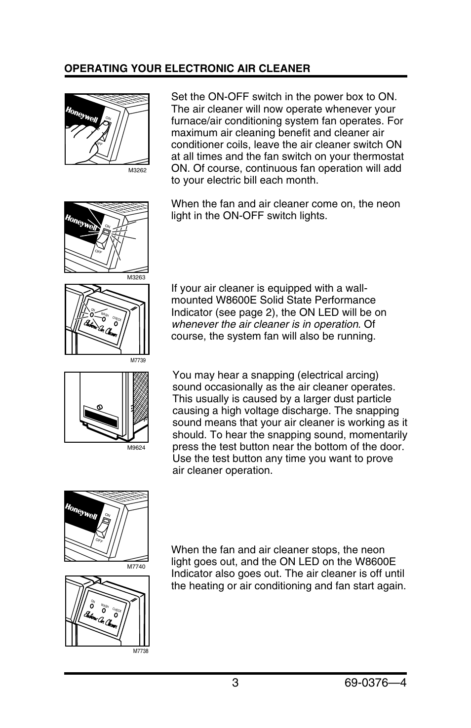 Whenever the air cleaner is in operation | Honeywell F50E User Manual | Page 5 / 30