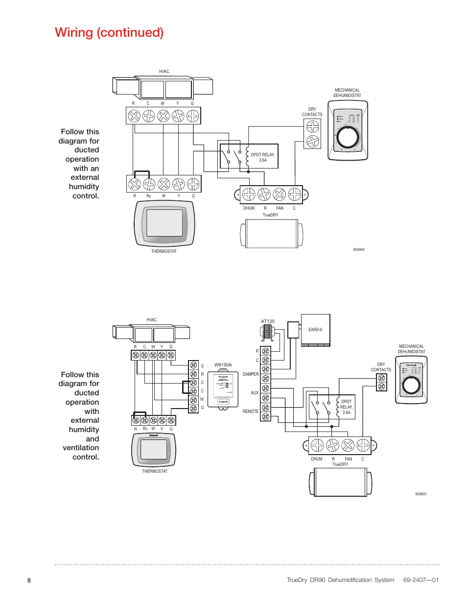 Wiring (continued) | Honeywell TRUDRY DR90 User Manual | Page 10 / 16