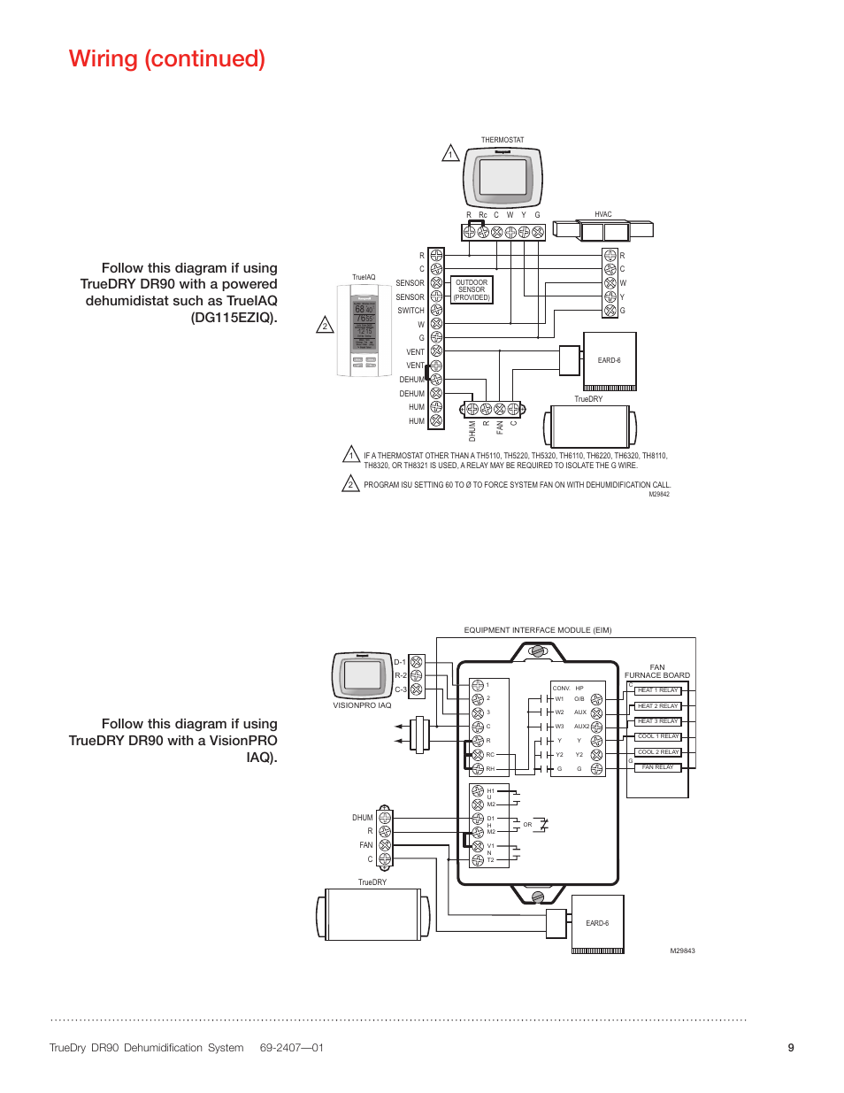 Wiring (continued) | Honeywell TRUDRY DR90 User Manual | Page 11 / 16