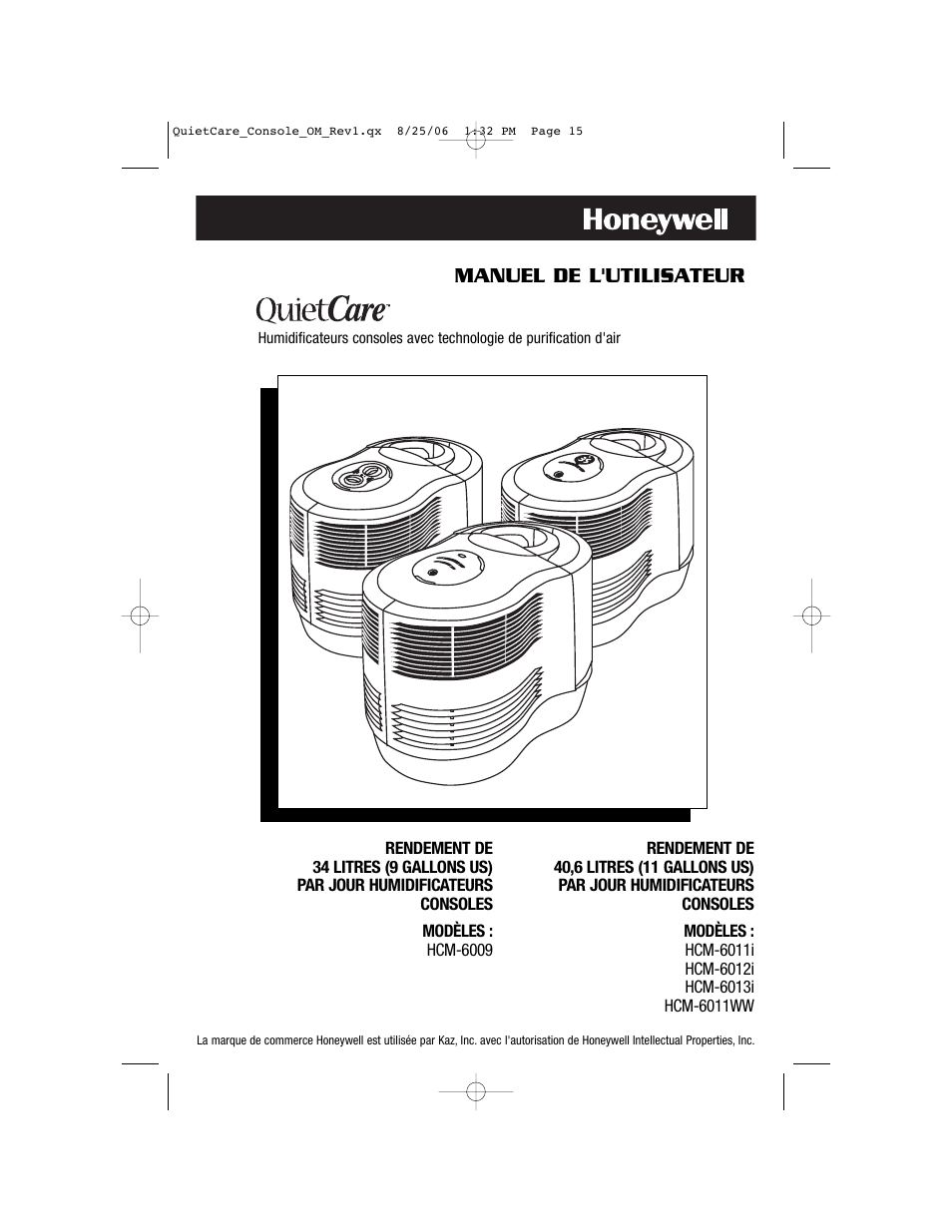 Manuel de l'utilisateur | Honeywell HCM-6009 User Manual | Page 15 / 48