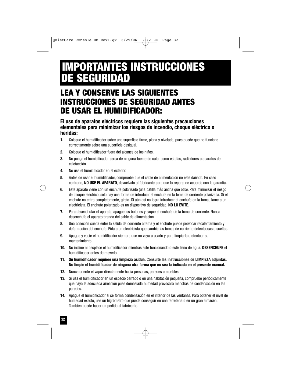 Importantes instrucciones de seguridad | Honeywell HCM-6009 User Manual | Page 32 / 48