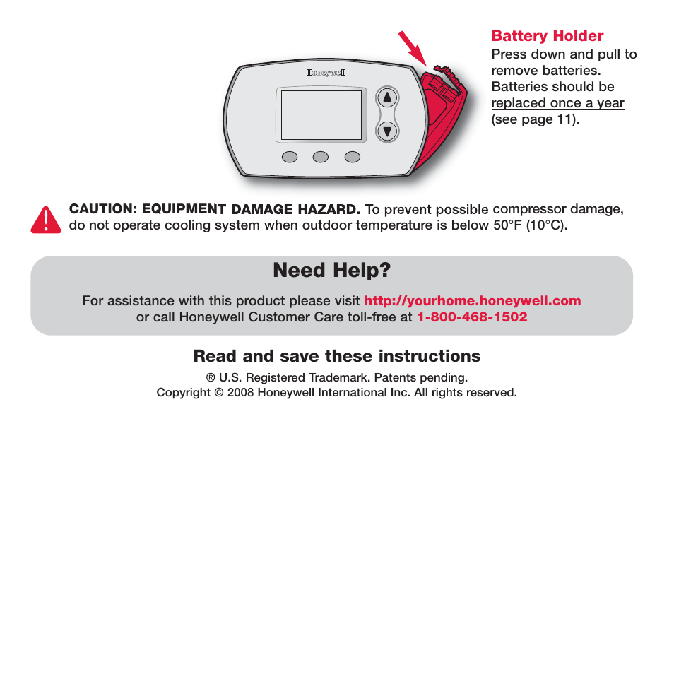 Need help, Read and save these instructions | Honeywell FOCUSPRO TH5320R User Manual | Page 2 / 52