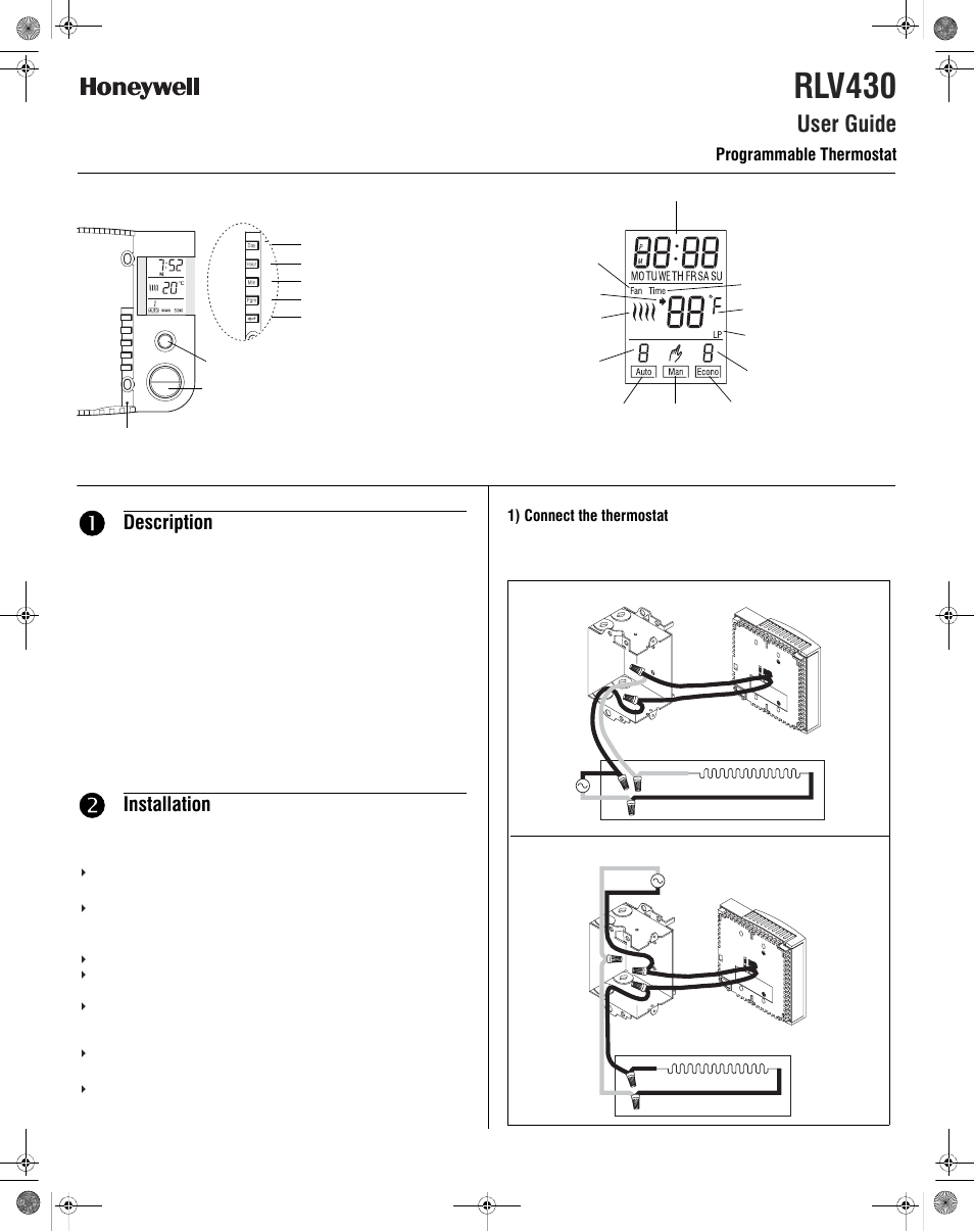 Honeywell RLV430 User Manual | 4 pages