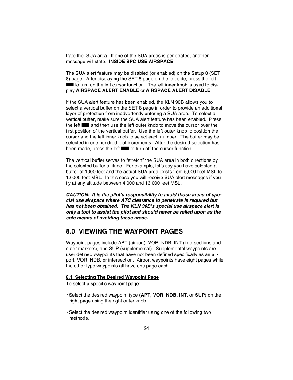 0 viewing the waypoint pages | BendixKing KLN 90B User Manual | Page 28 / 57