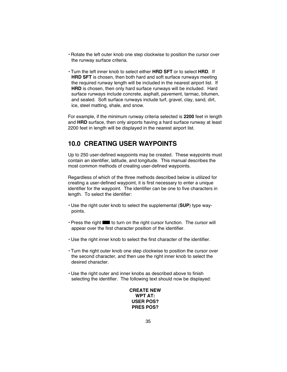 0 creating user waypoints | BendixKing KLN 90B User Manual | Page 39 / 57