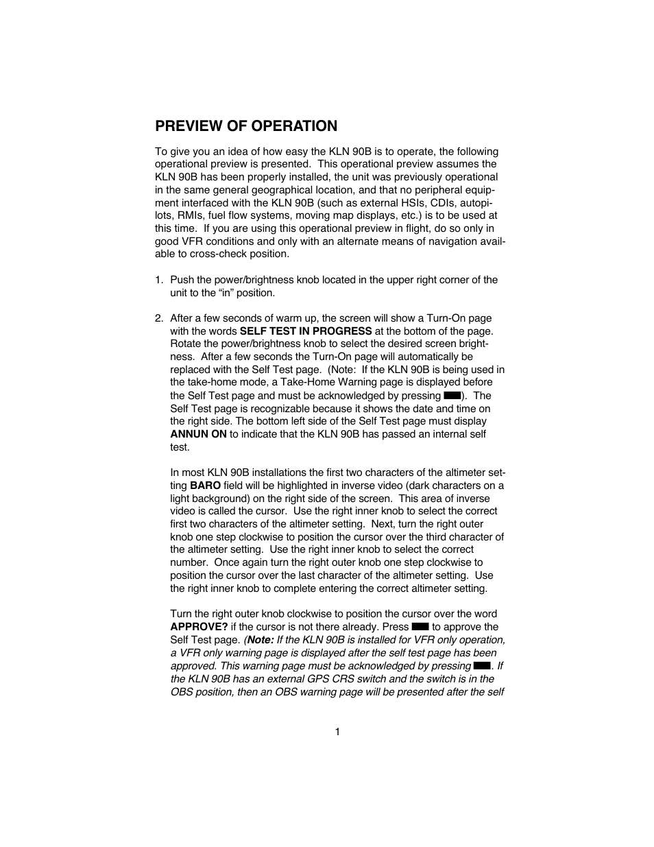 Preview of operation | BendixKing KLN 90B User Manual | Page 5 / 57