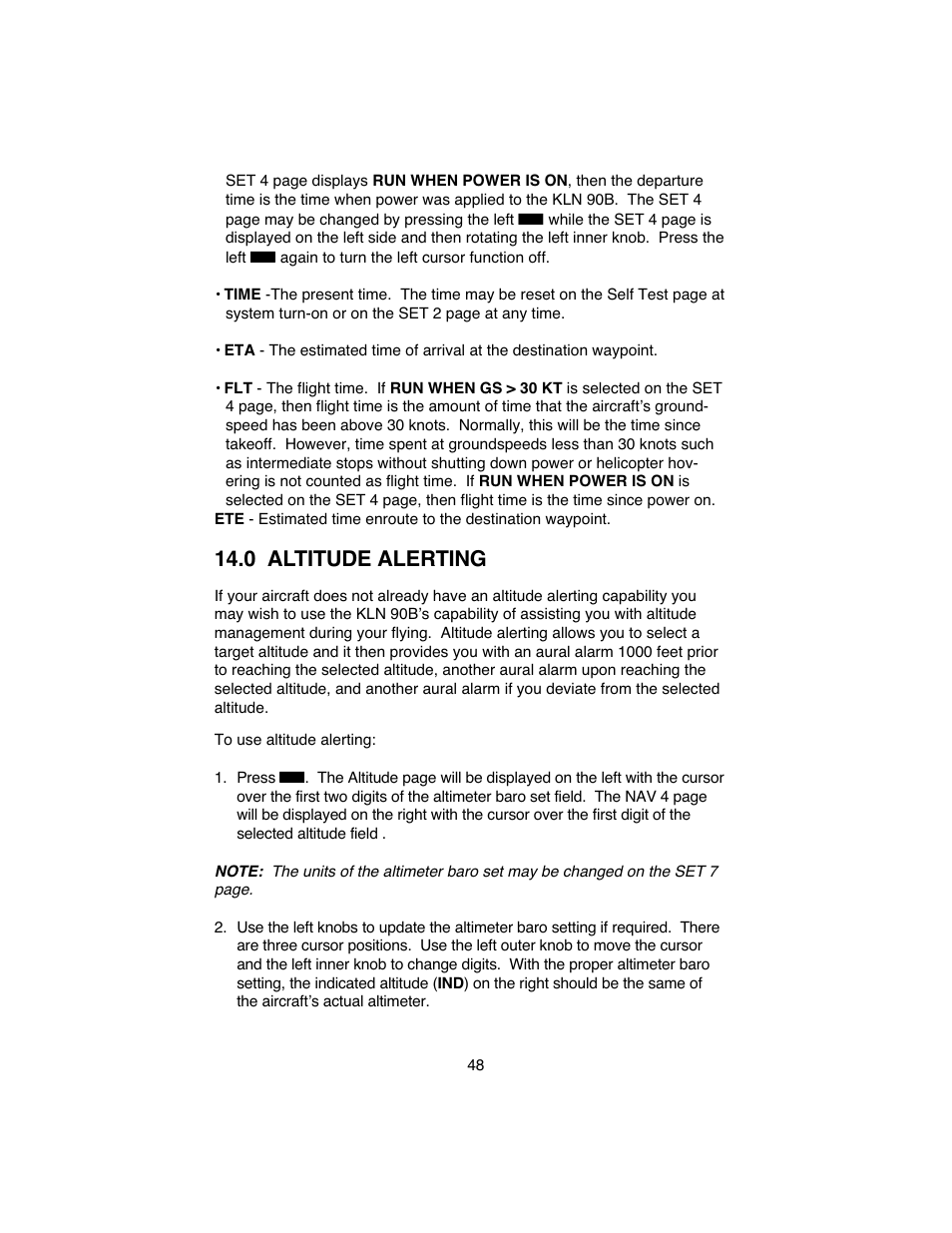 0 altitude alerting | BendixKing KLN 90B User Manual | Page 52 / 57