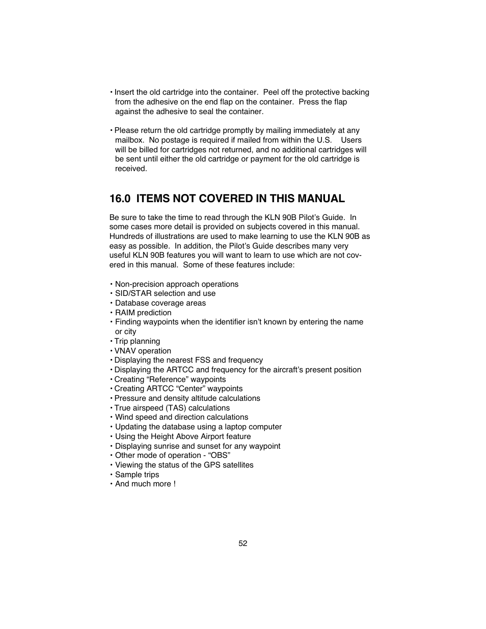 0 items not covered in this manual | BendixKing KLN 90B User Manual | Page 56 / 57