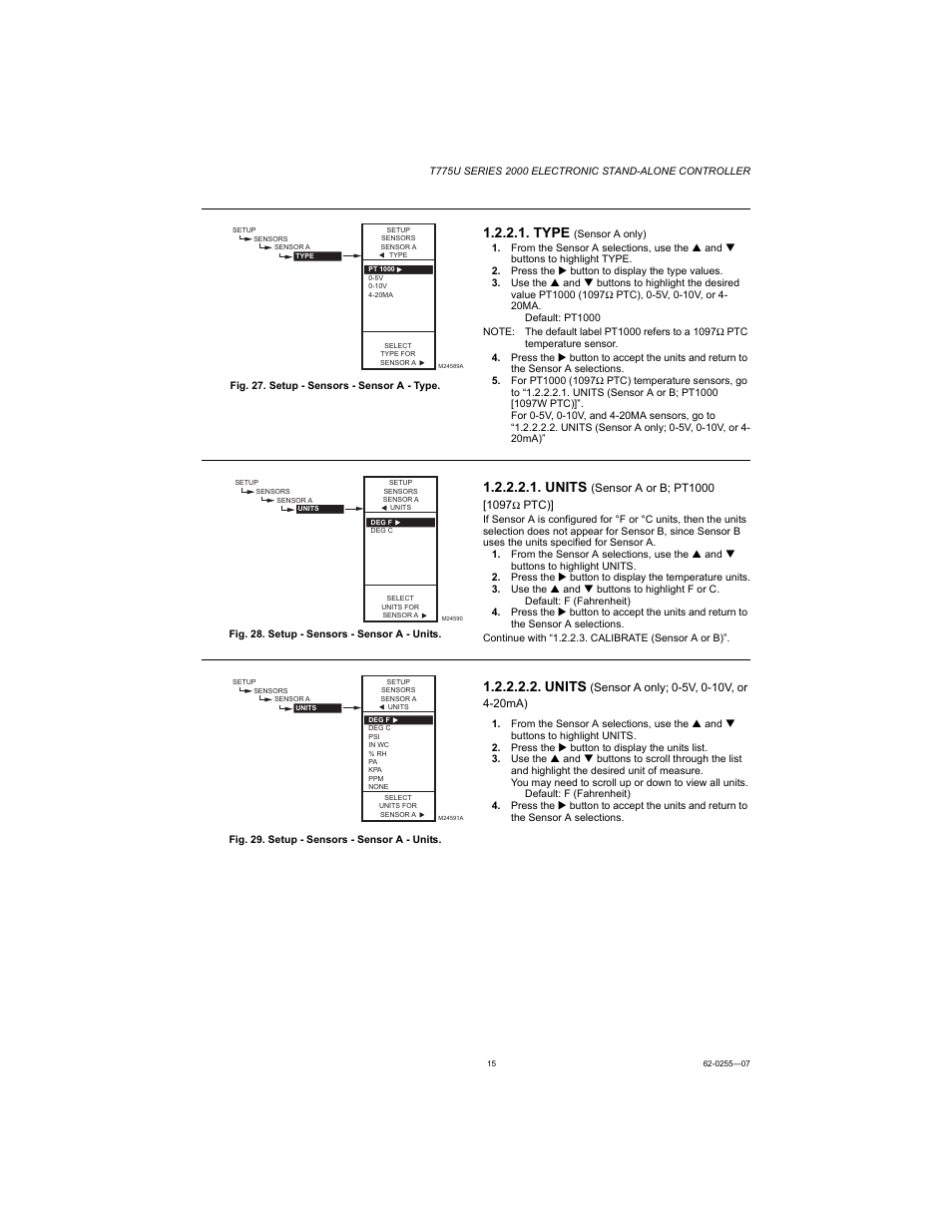 Type, Units | Honeywell T775U User Manual | Page 15 / 40