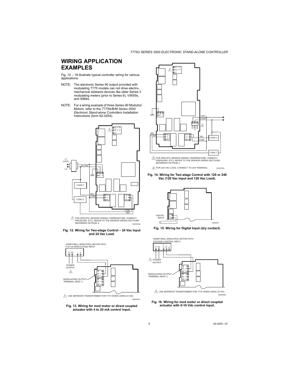 Wiring application examples | Honeywell T775U User Manual | Page 9 / 40