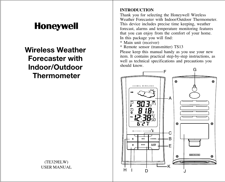 Honeywell TE329ELW User Manual | 11 pages