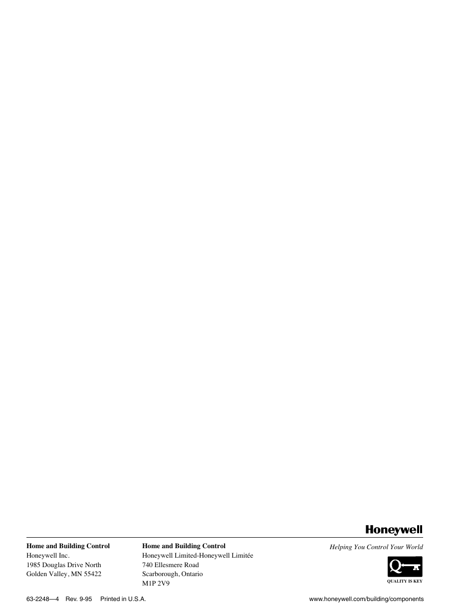 Honeywell Electronic Remote Temperature Controller T775J User Manual | Page 20 / 20