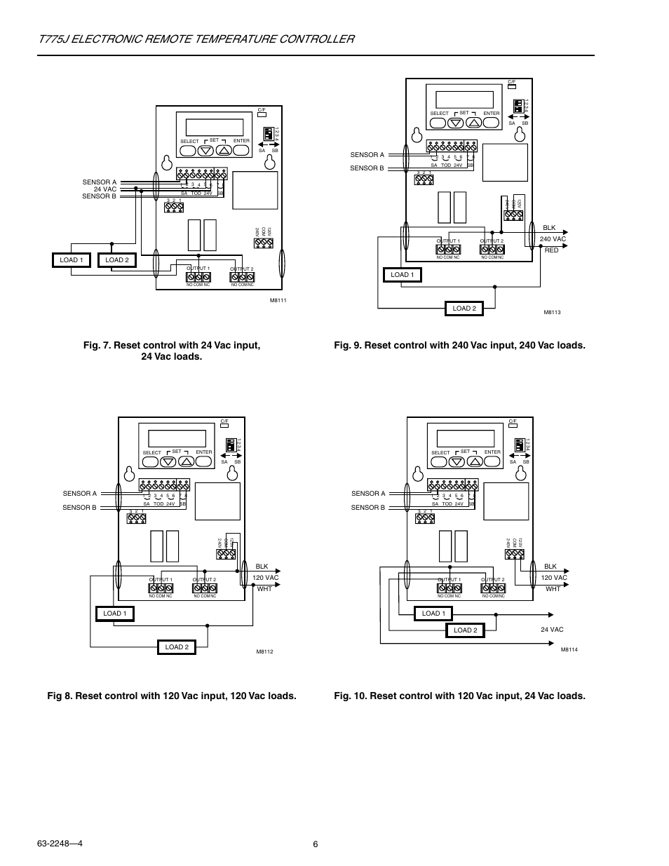 T775j electronic remote temperature controller | Honeywell Electronic Remote Temperature Controller T775J User Manual | Page 6 / 20