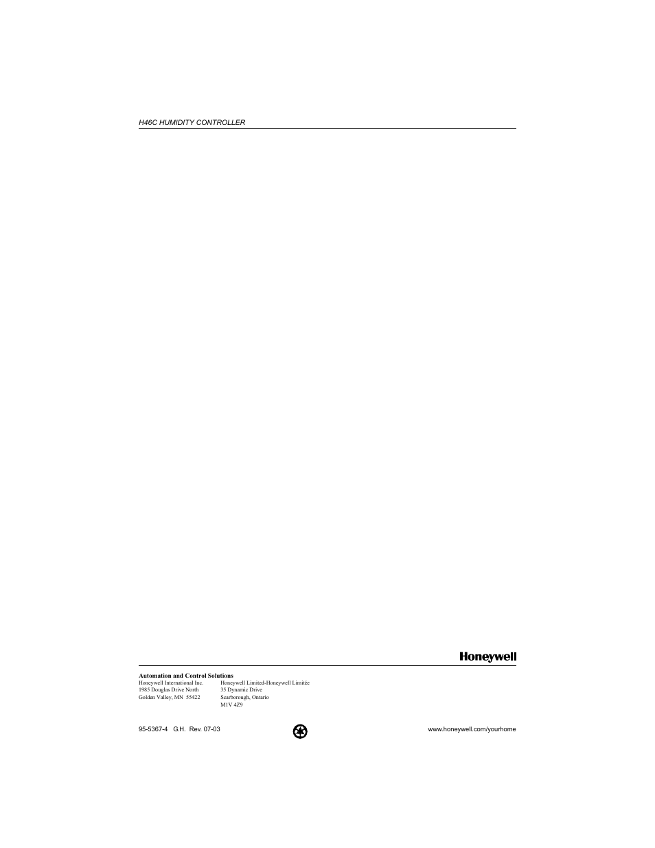 Honeywell H46C User Manual | Page 4 / 4