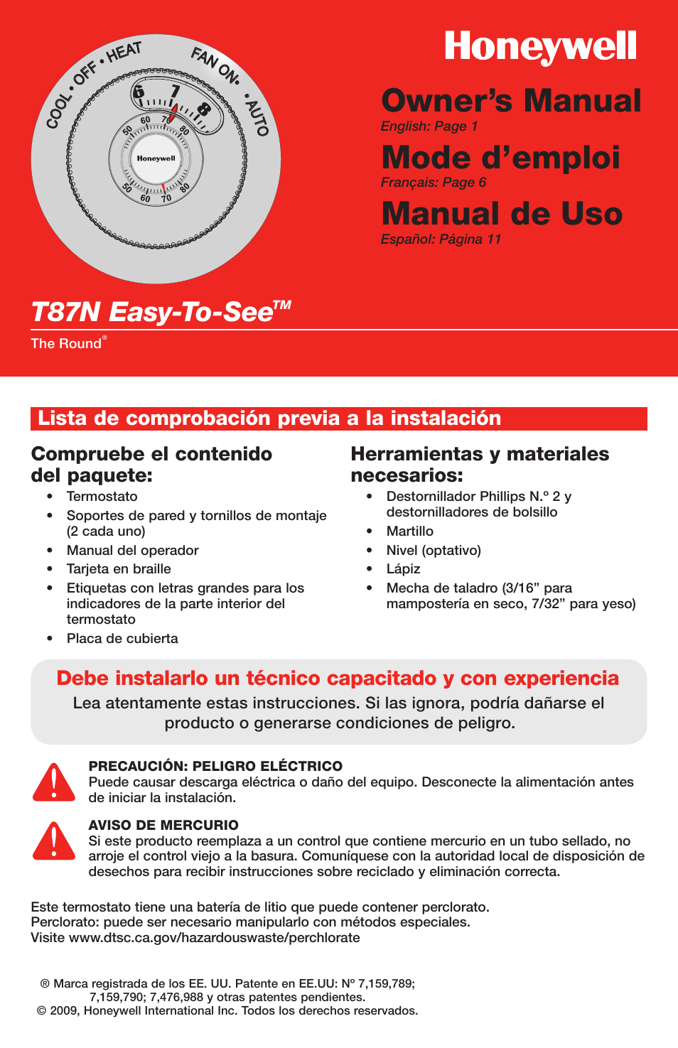 Honeywell EASY-TO-SEE T87N User Manual | Page 11 / 16