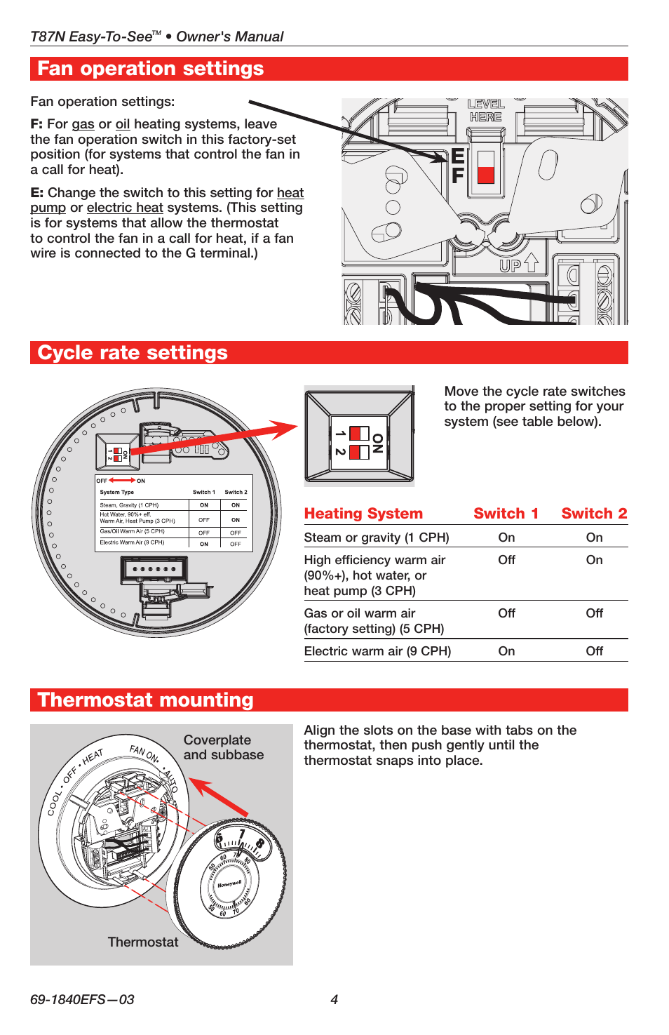 Honeywell EASY-TO-SEE T87N User Manual | Page 4 / 16