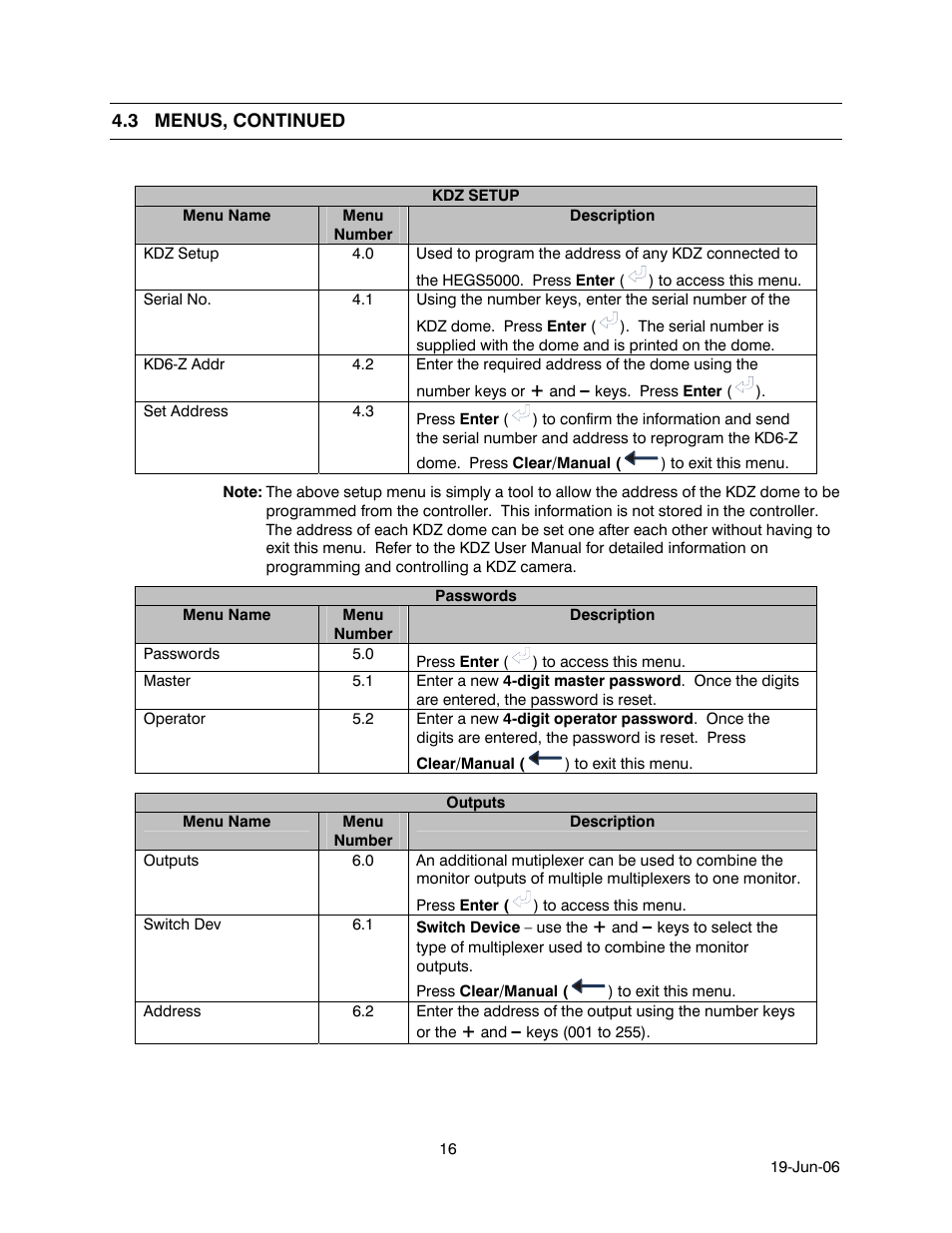 3 menus, continued | Honeywell HEGS5001 User Manual | Page 26 / 68