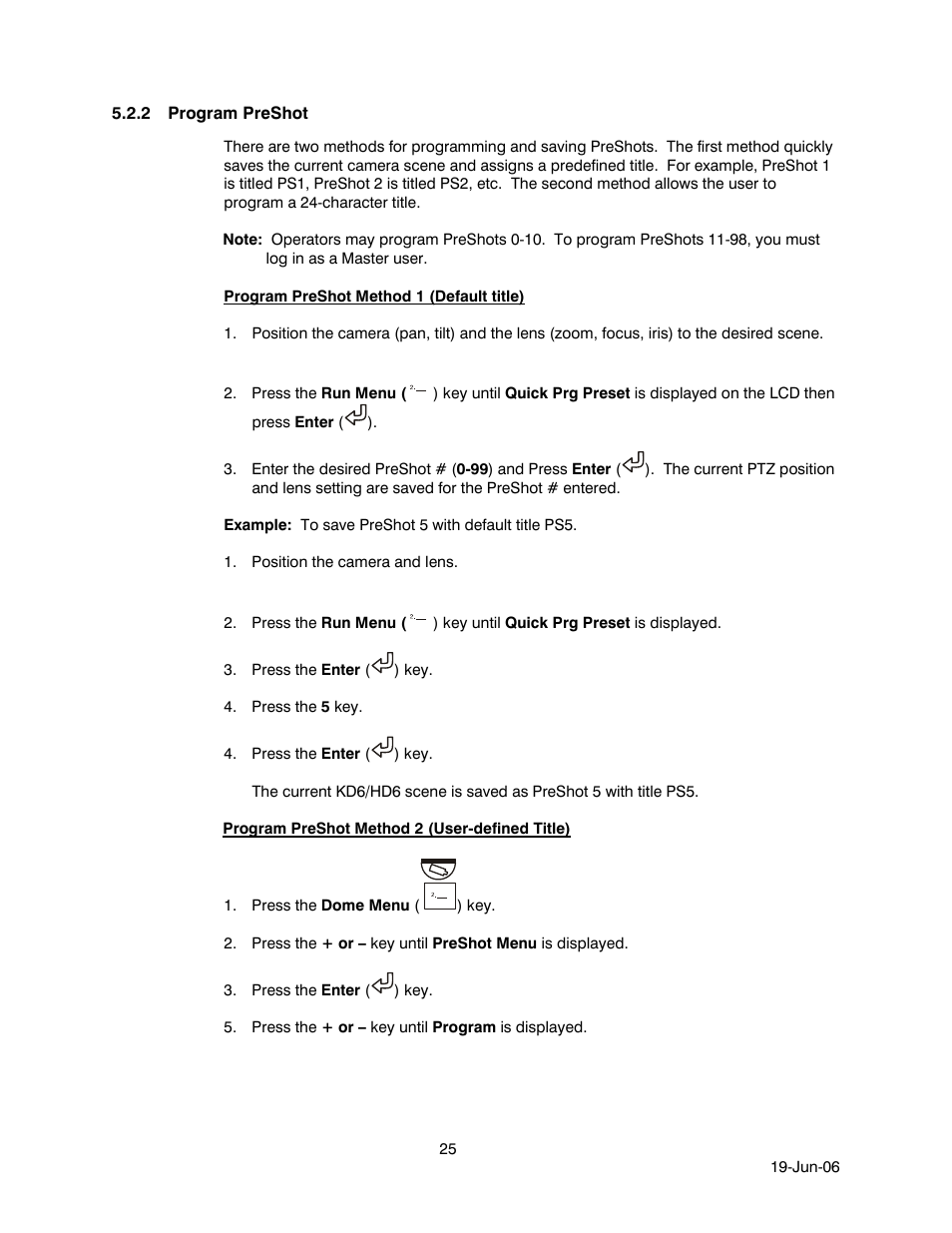 2 program preshot, Program preshot | Honeywell HEGS5001 User Manual | Page 35 / 68