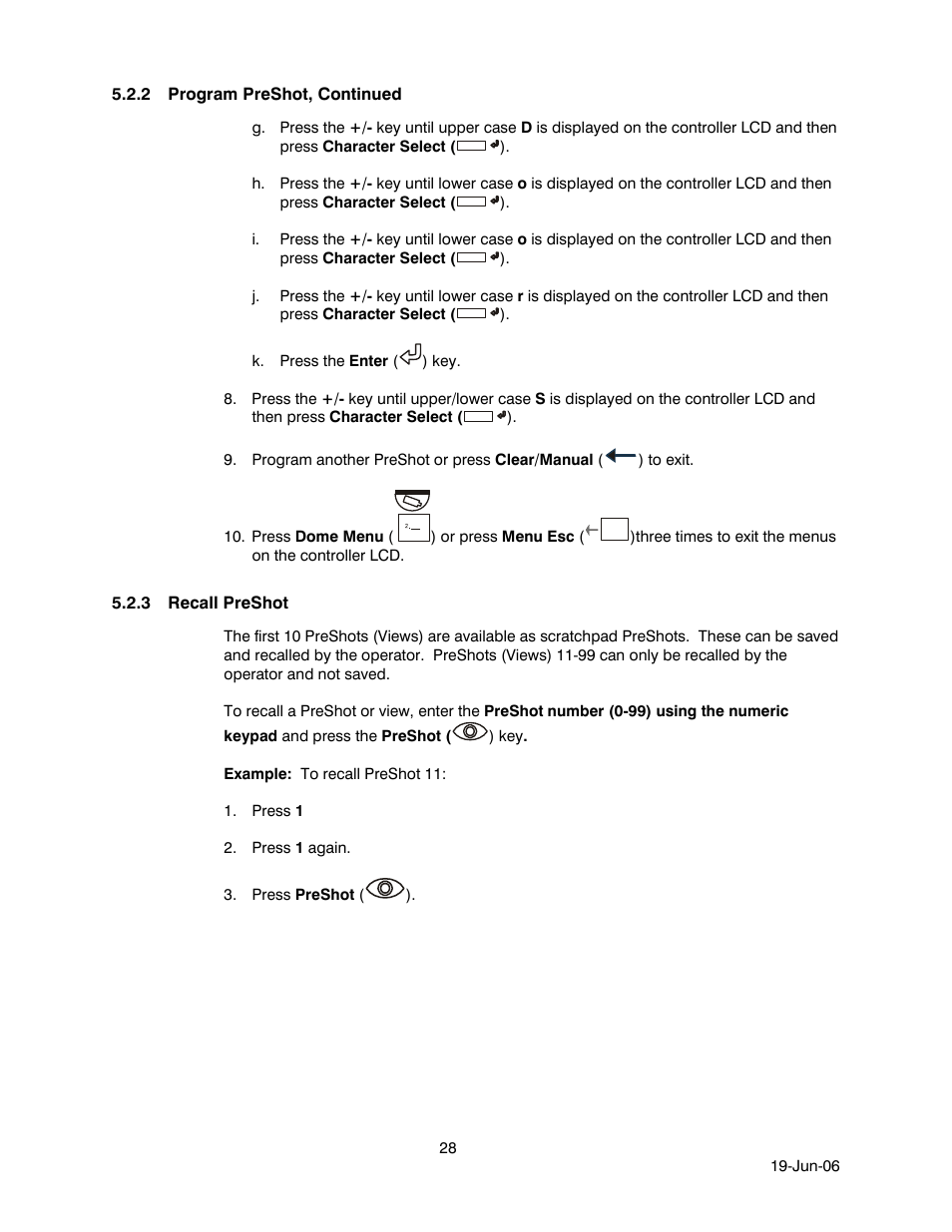 2 program preshot, continued, 3 recall preshot, Recall preshot | Honeywell HEGS5001 User Manual | Page 38 / 68