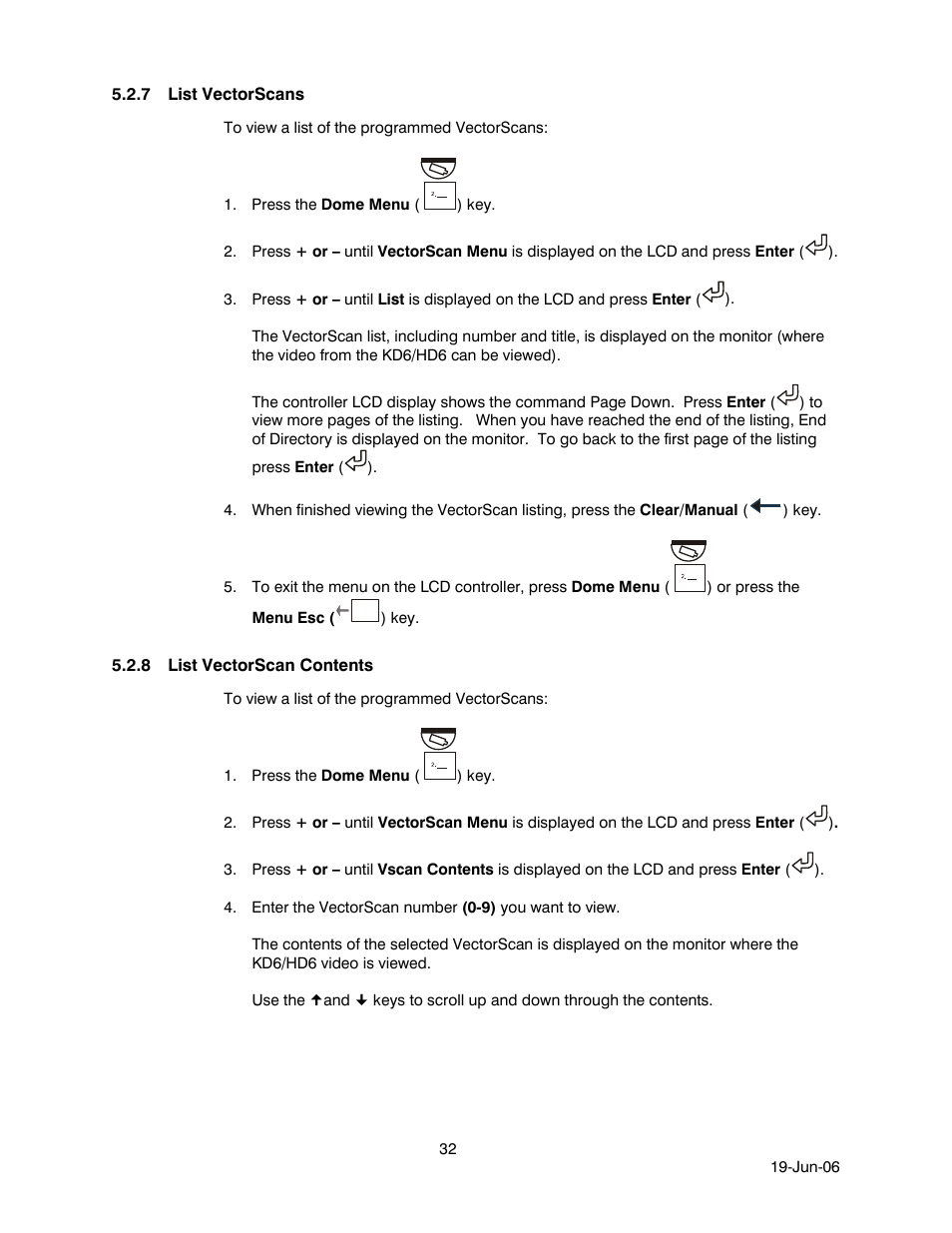 7 list vectorscans, 8 list vectorscan contents, List vectorscans | List vectorscan contents | Honeywell HEGS5001 User Manual | Page 42 / 68