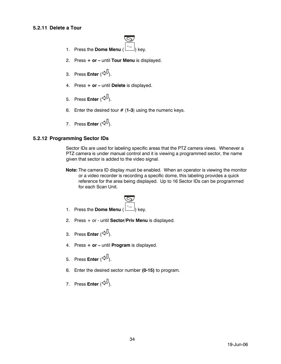 11 delete a tour, 12 programming sector ids, Delete a tour | Programming sector ids | Honeywell HEGS5001 User Manual | Page 44 / 68