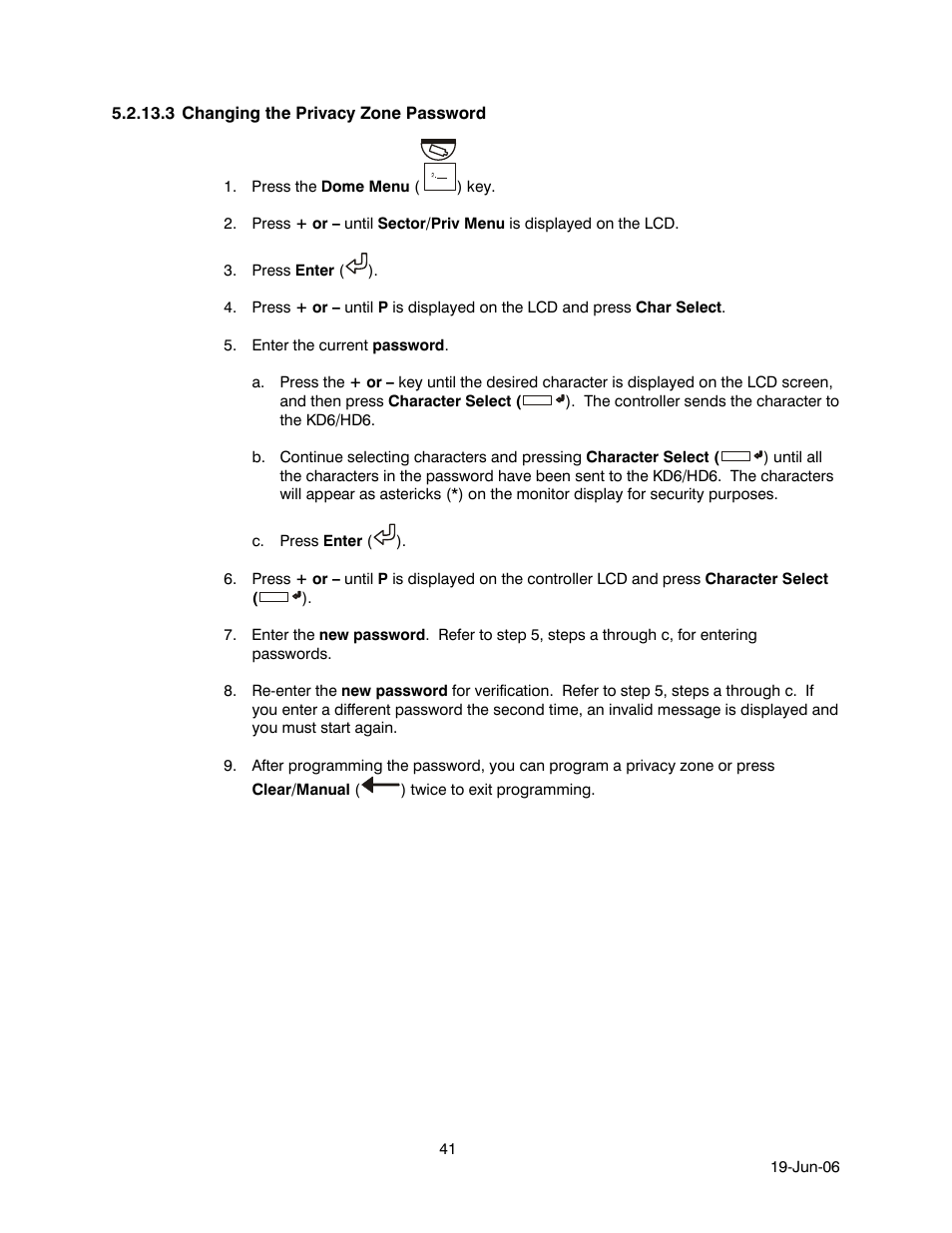 3 changing the privacy zone password, Changing the privacy zone password | Honeywell HEGS5001 User Manual | Page 51 / 68