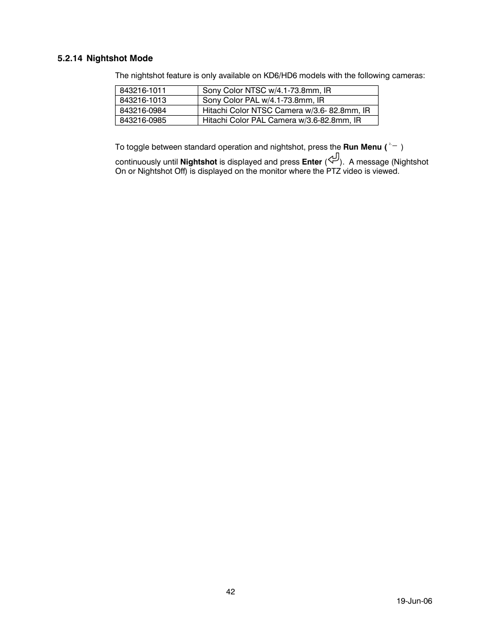 14 nightshot mode, Nightshot mode | Honeywell HEGS5001 User Manual | Page 52 / 68
