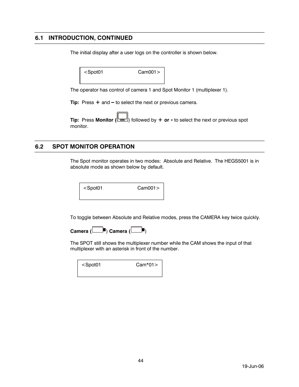 1 introduction, continued, 2 spot monitor operation, Spot monitor operation | Honeywell HEGS5001 User Manual | Page 54 / 68