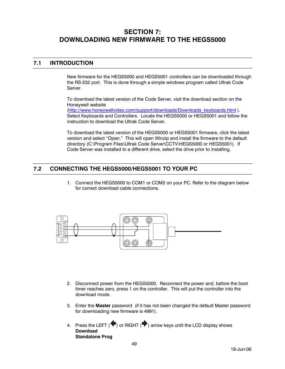 1 introduction, 2 connecting the hegs5000/hegs5001 to your pc, Introduction | Connecting the hegs5000/hegs5001 to your pc | Honeywell HEGS5001 User Manual | Page 59 / 68