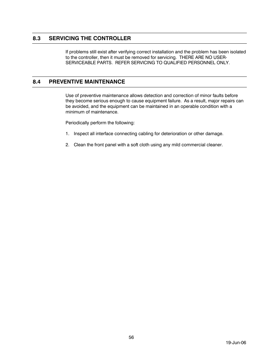 3 servicing the controller, 4 preventive maintenance, Servicing the controller | Preventive maintenance | Honeywell HEGS5001 User Manual | Page 66 / 68