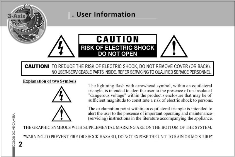User information, Caution | Honeywell HD73 User Manual | Page 2 / 40
