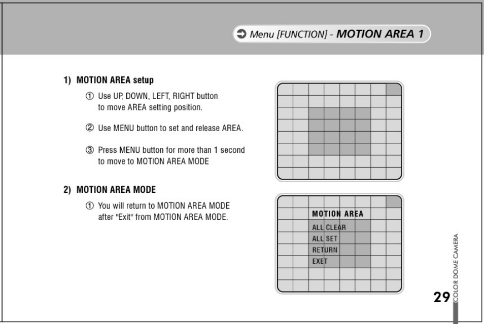 Motion area 1 | Honeywell HD73 User Manual | Page 29 / 40