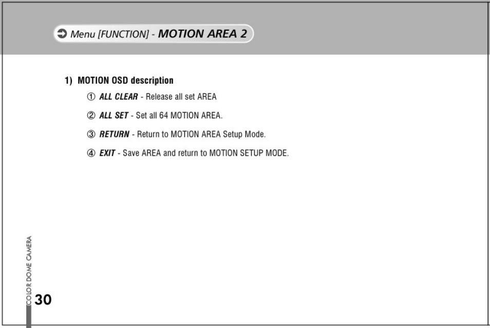 1) motion osd description | Honeywell HD73 User Manual | Page 30 / 40