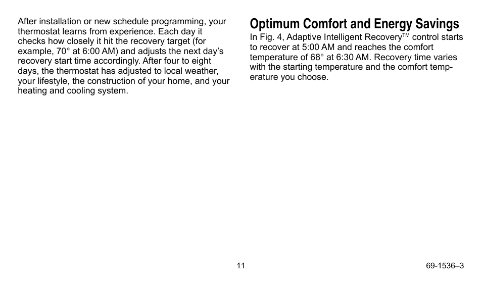 Optimum comfort and energy savings | Honeywell CHRONOTHERM IV T8665A User Manual | Page 11 / 48