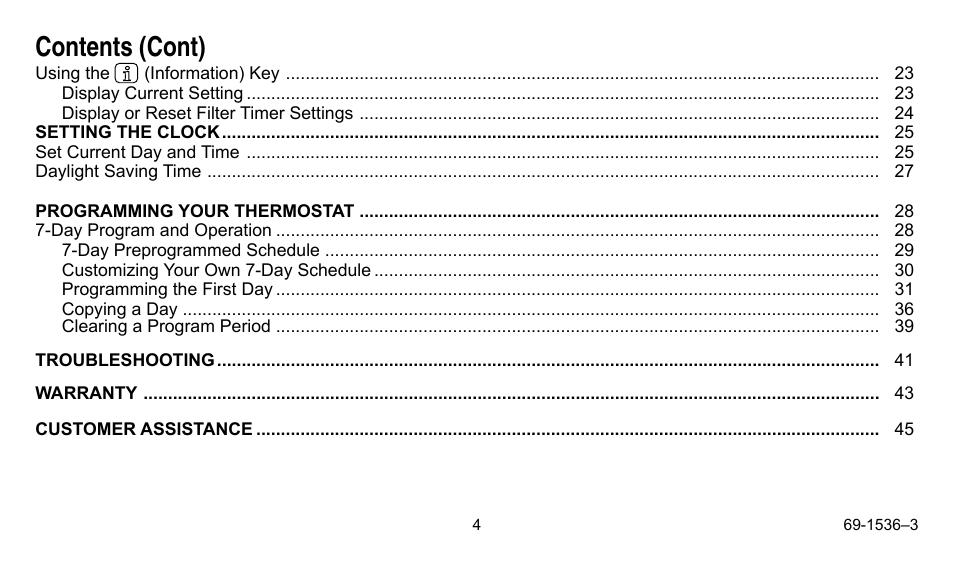 Contents (cont) | Honeywell CHRONOTHERM IV T8665A User Manual | Page 4 / 48