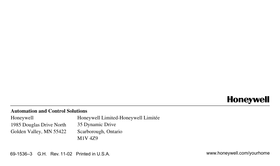 Honeywell CHRONOTHERM IV T8665A User Manual | Page 48 / 48