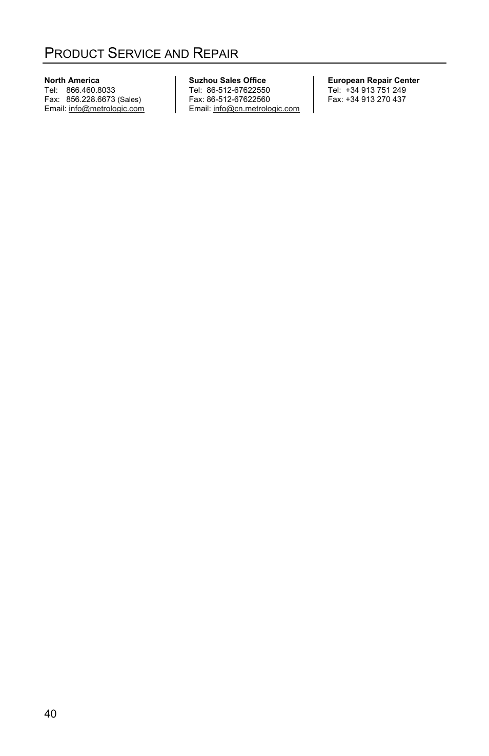 Product service and repair | Honeywell MS4980 User Manual | Page 44 / 48
