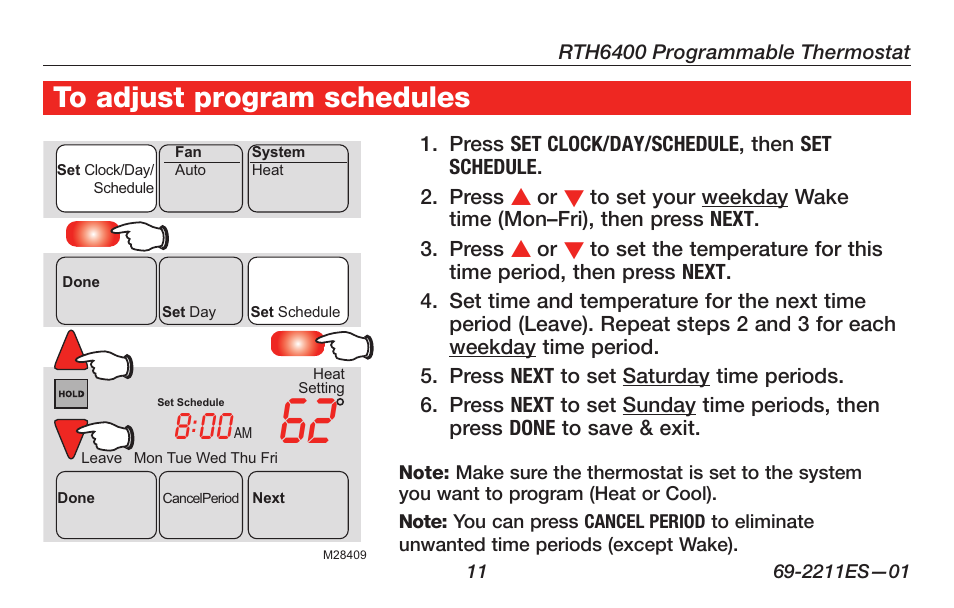 Honeywell RTH6400 User Manual | Page 13 / 52