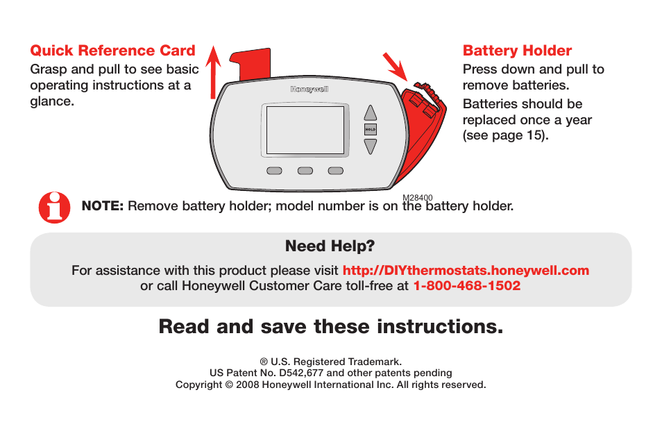 Read and save these instructions | Honeywell RTH6400 User Manual | Page 2 / 52